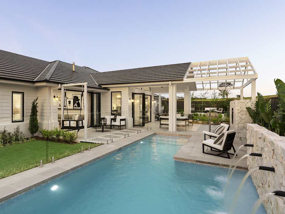 hermitage grande manor house design pool in luxe style