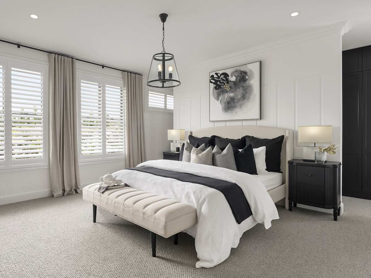 hermitage grande manor house design main bedroom in luxe style