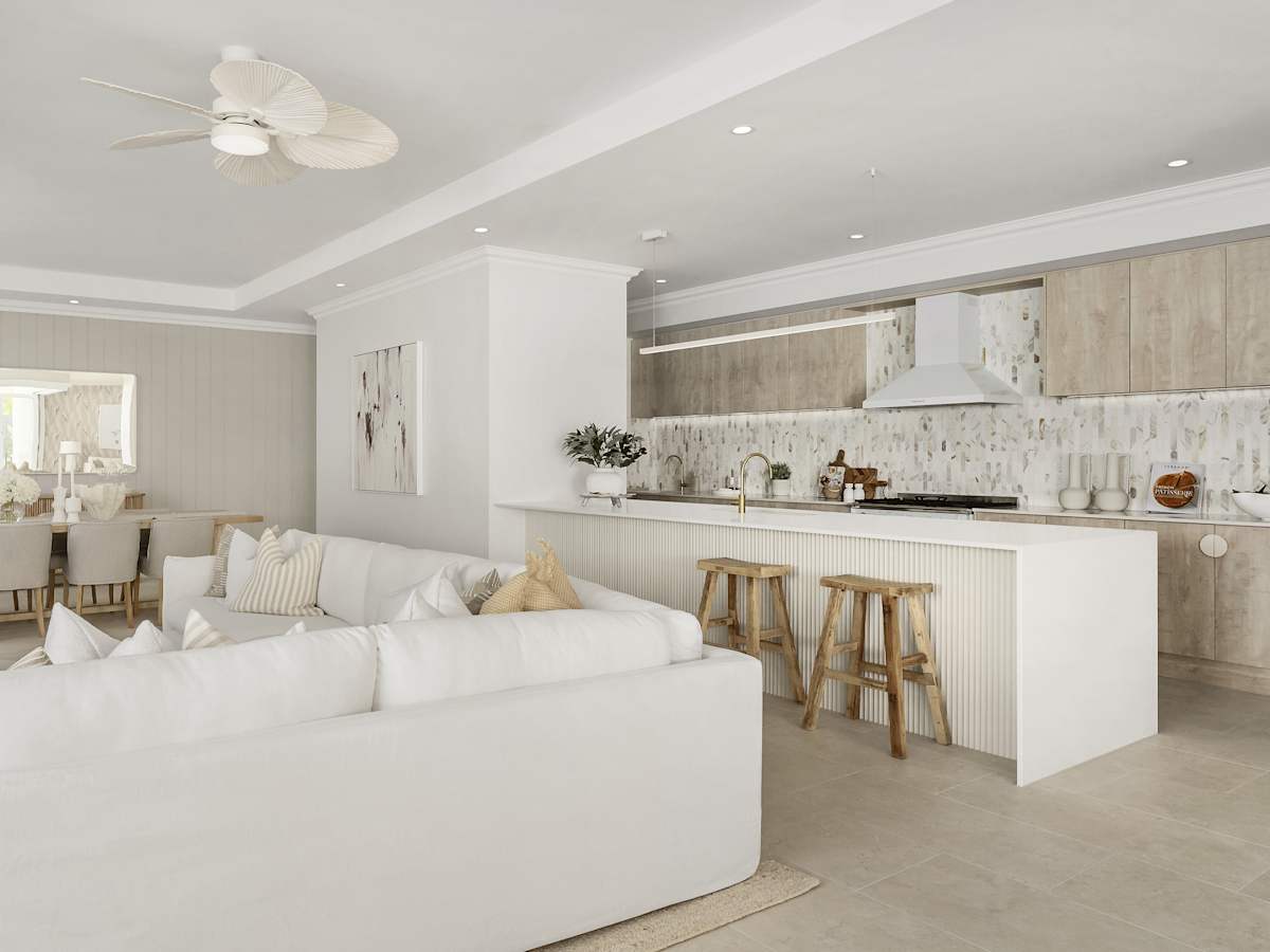 Bayswater Manor House Design Kitchen Living in Coastal style