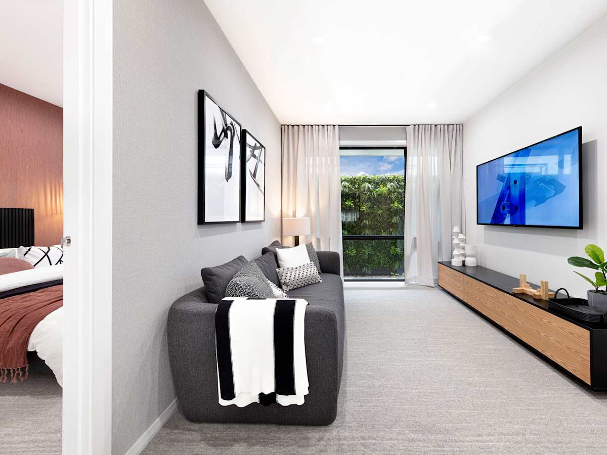 Miami Seaspray house design Home Theatre in Contempo style