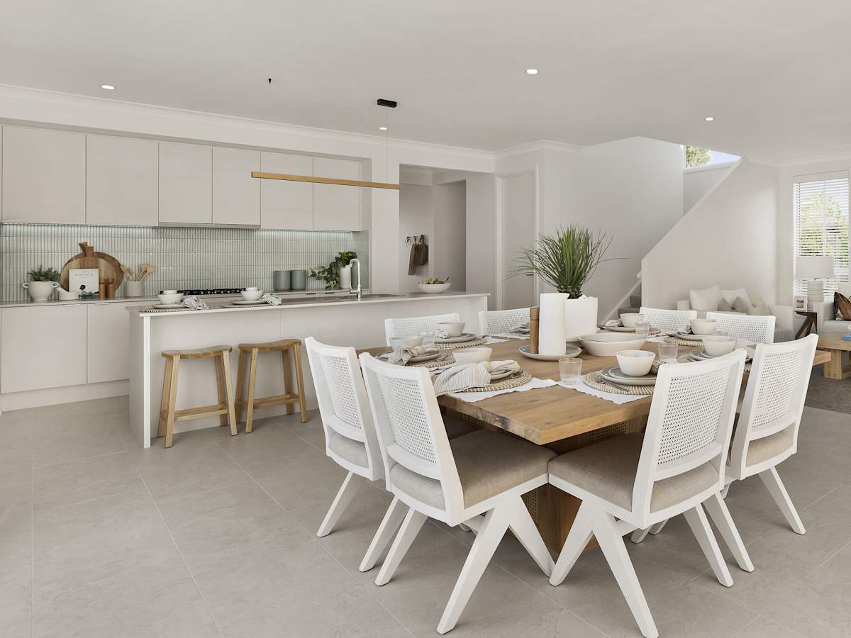 valiente three house design dining kitchen in coastal style