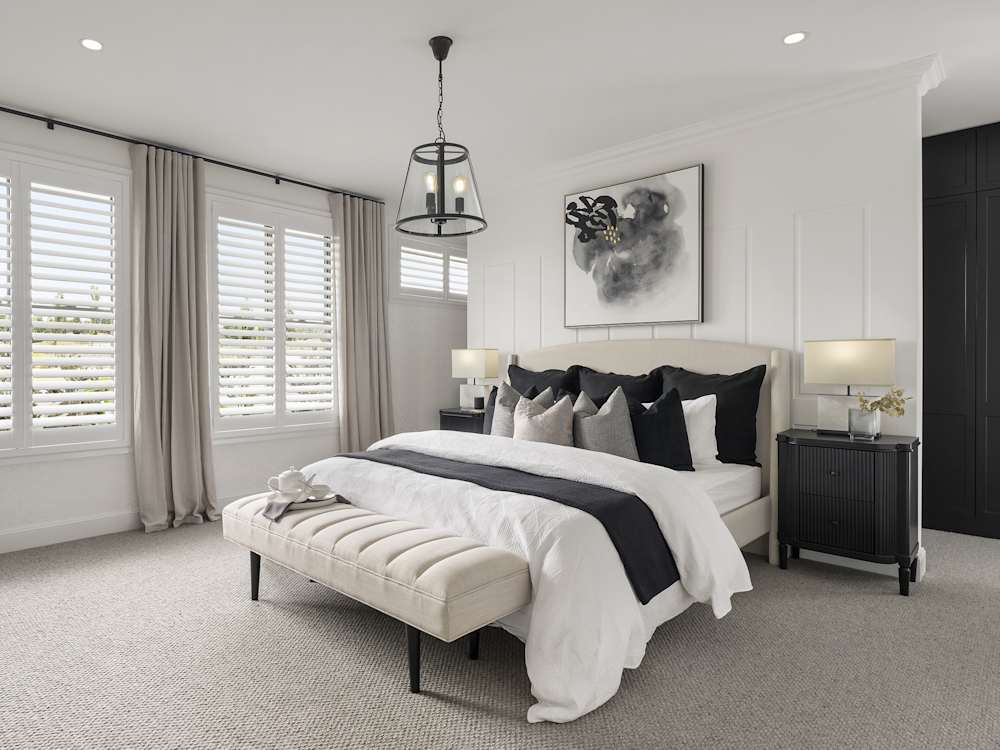 hermitage grande manor house design main bedroom in luxe style