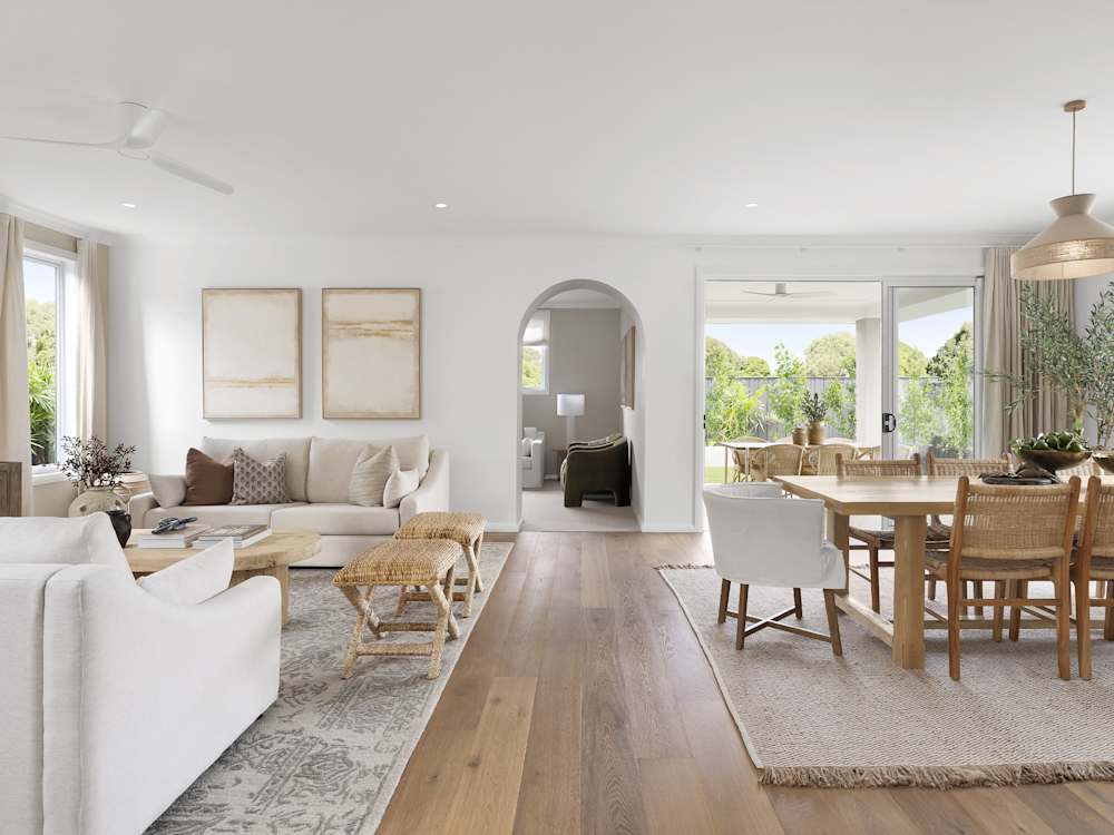 Valiente Three House Design Living Dining in Coastal style