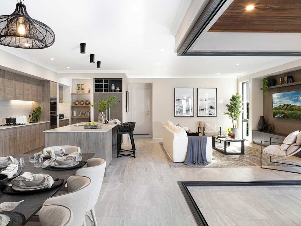 Seaview house design kitchen/living/dining - Urban Organic