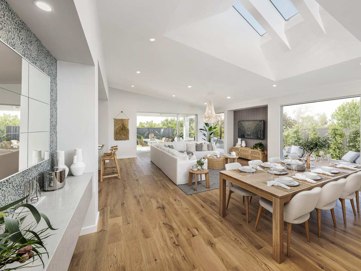 Retreat Grande house design dining and living in Coastal style