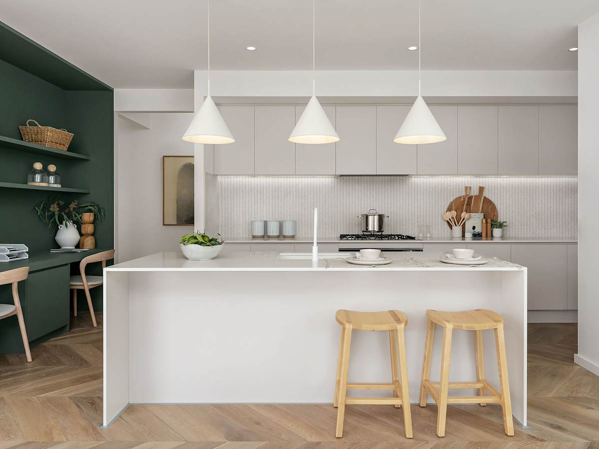 bayswater encore house design study nook and kitchen in contempo style