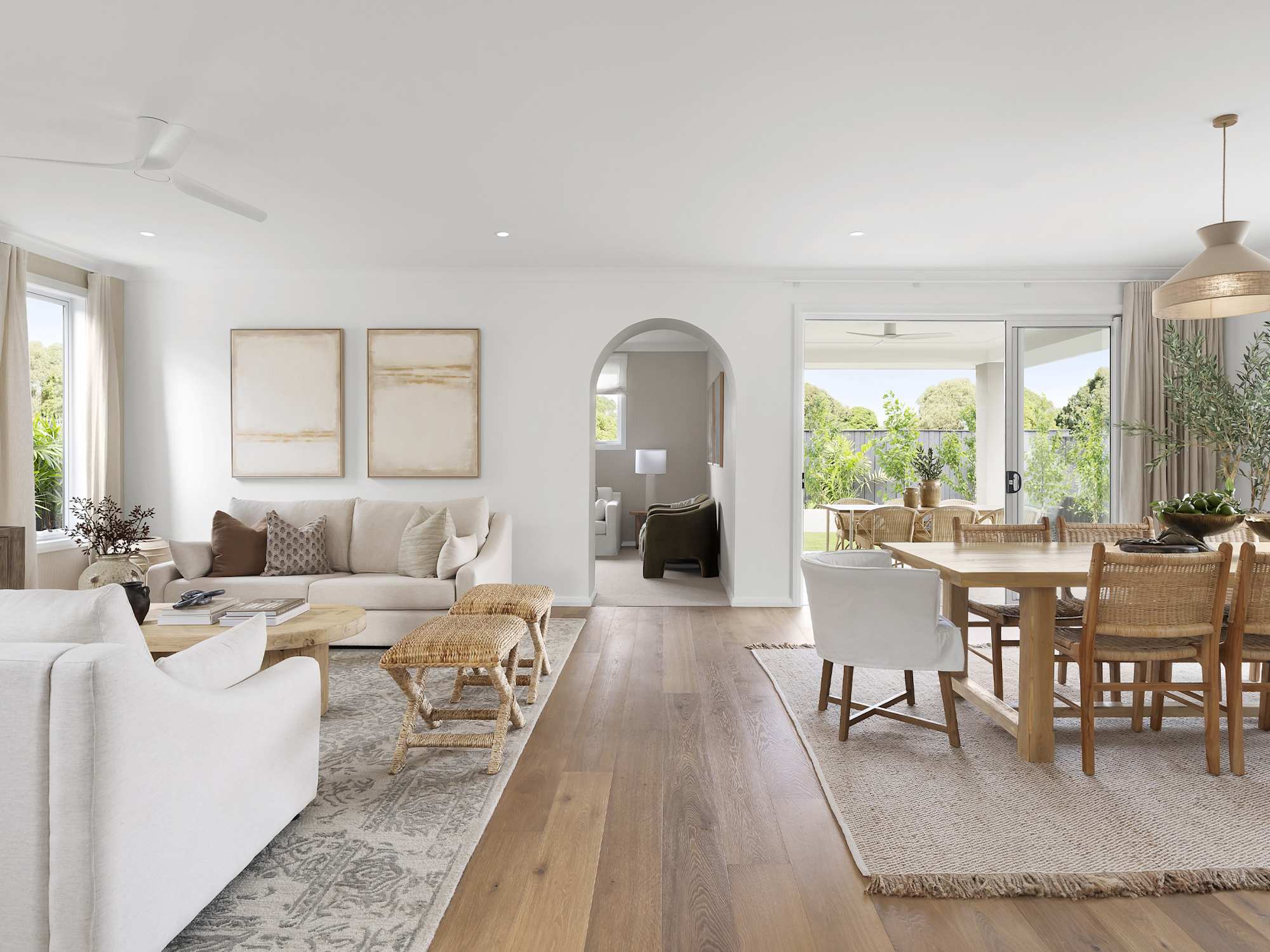 Valiente Three House Design Living Dining in Coastal style