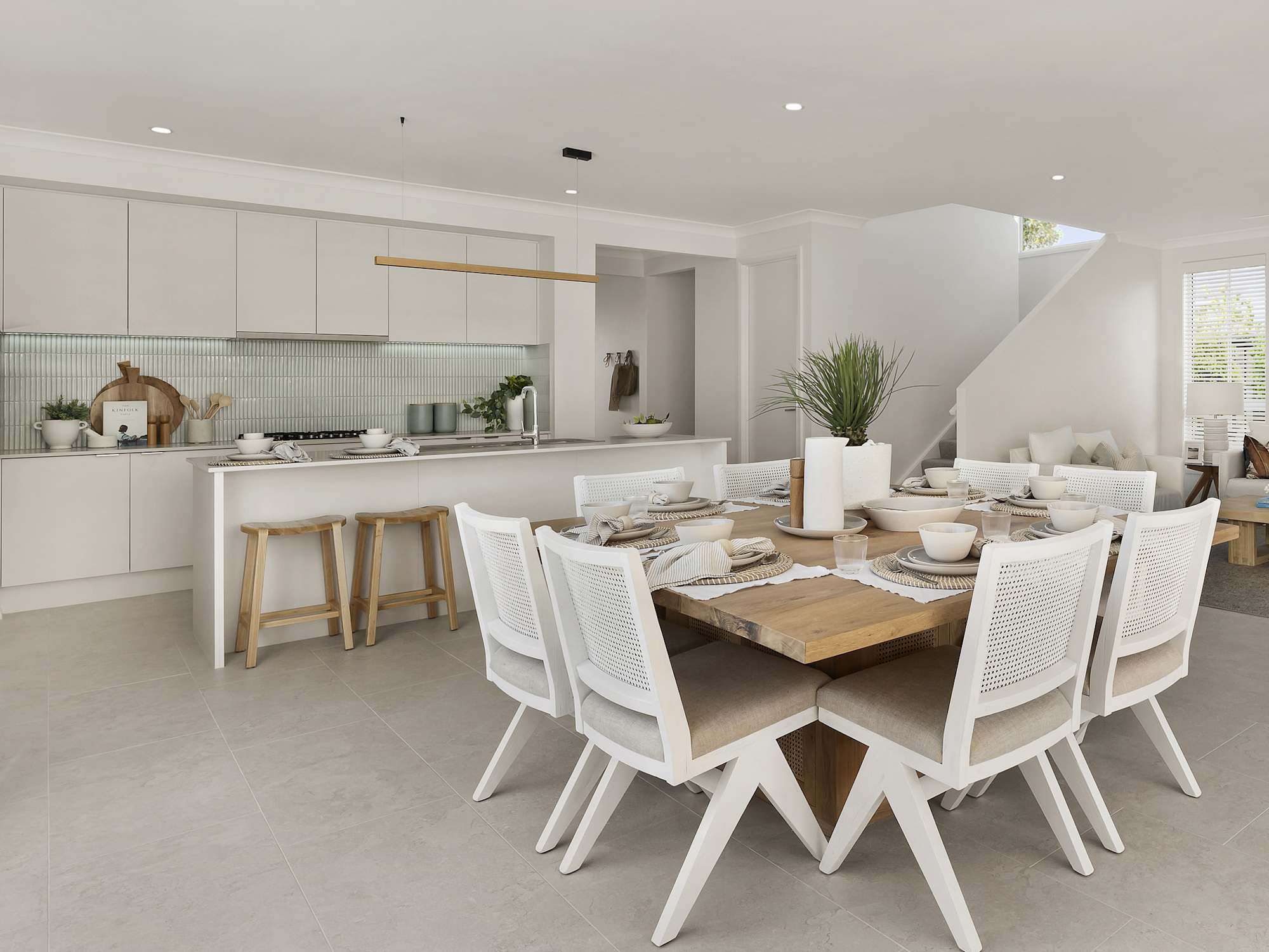 valiente three house design dining kitchen in coastal style