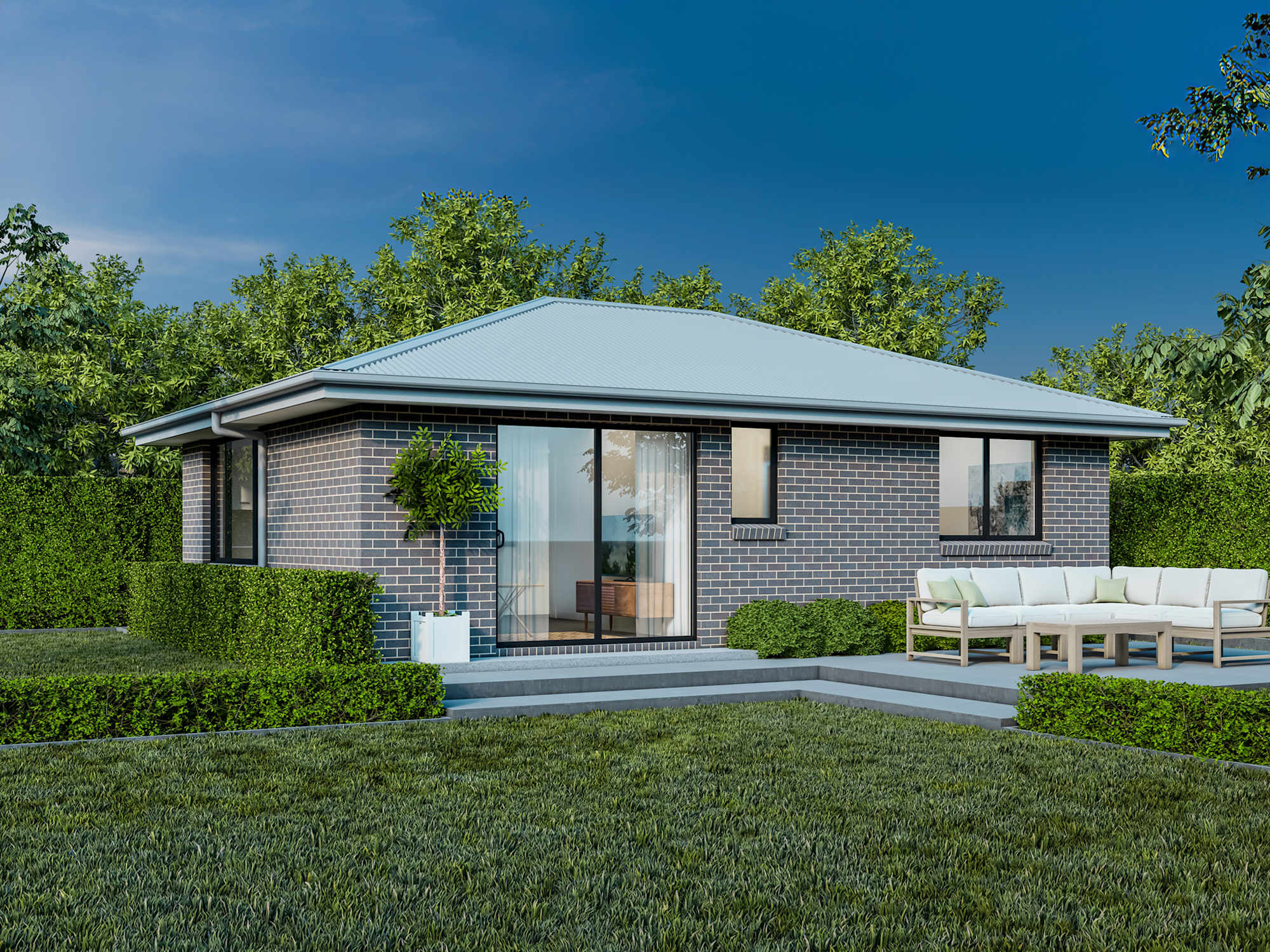 Granny flat 1 house design with hipped facade