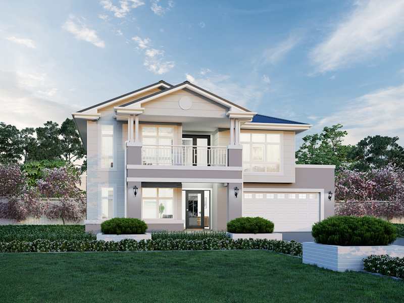 Cranbourne 32 One house design with Hampton facade