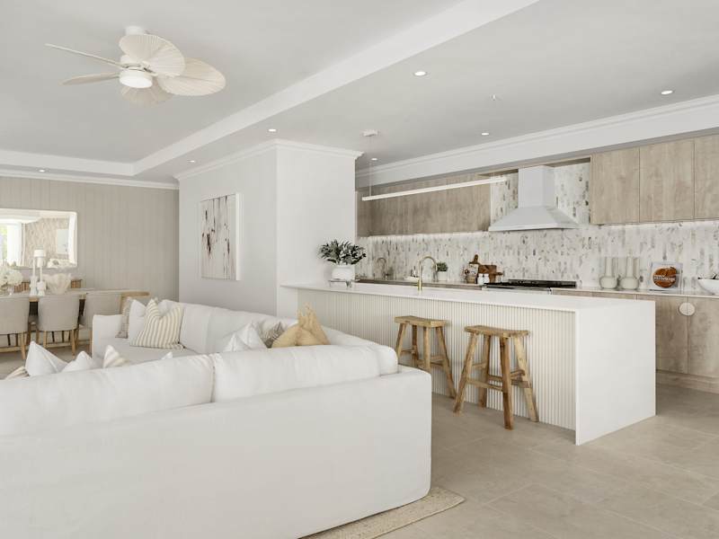 Bayswater Manor House Design Kitchen Living in Coastal style