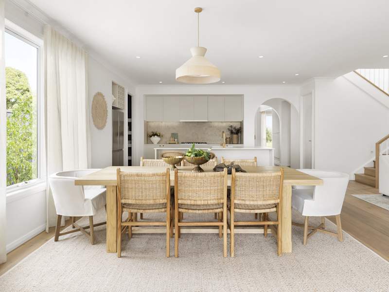Valiente Three House Design Dining Kitchen in Coastal style