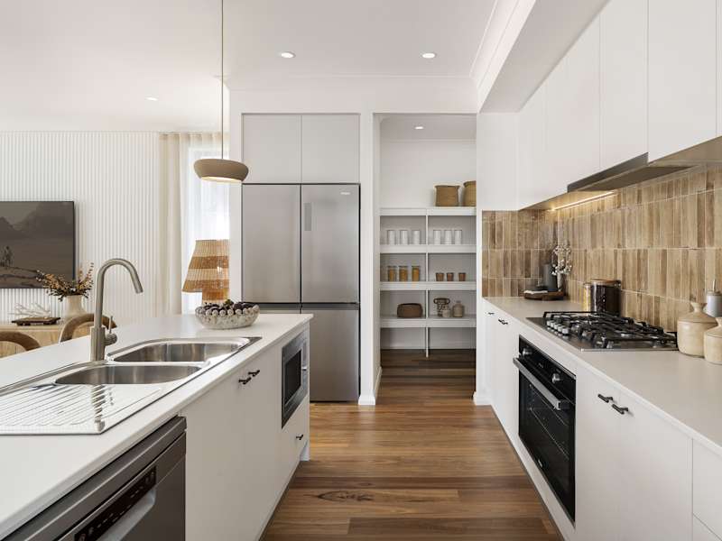 Lucia Three house design kitchen and pantry in Coastal style