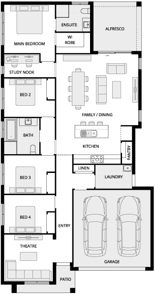Lucia Two Single Storey House Floor Plan