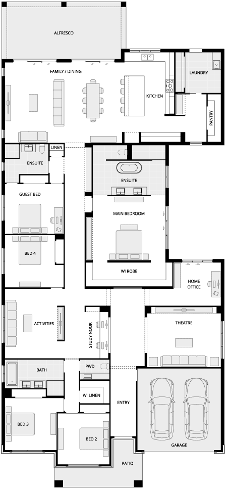 Anchorage Manor Single Storey Home Design by McDonald Jones. Stuart Everitt Collection