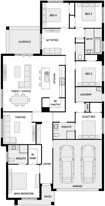 Almeria Five Single Storey House Floor Plan