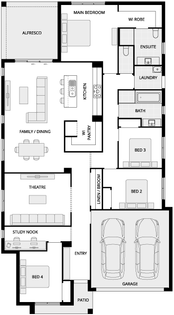 Ibiza Three Single Storey House Floor Plan