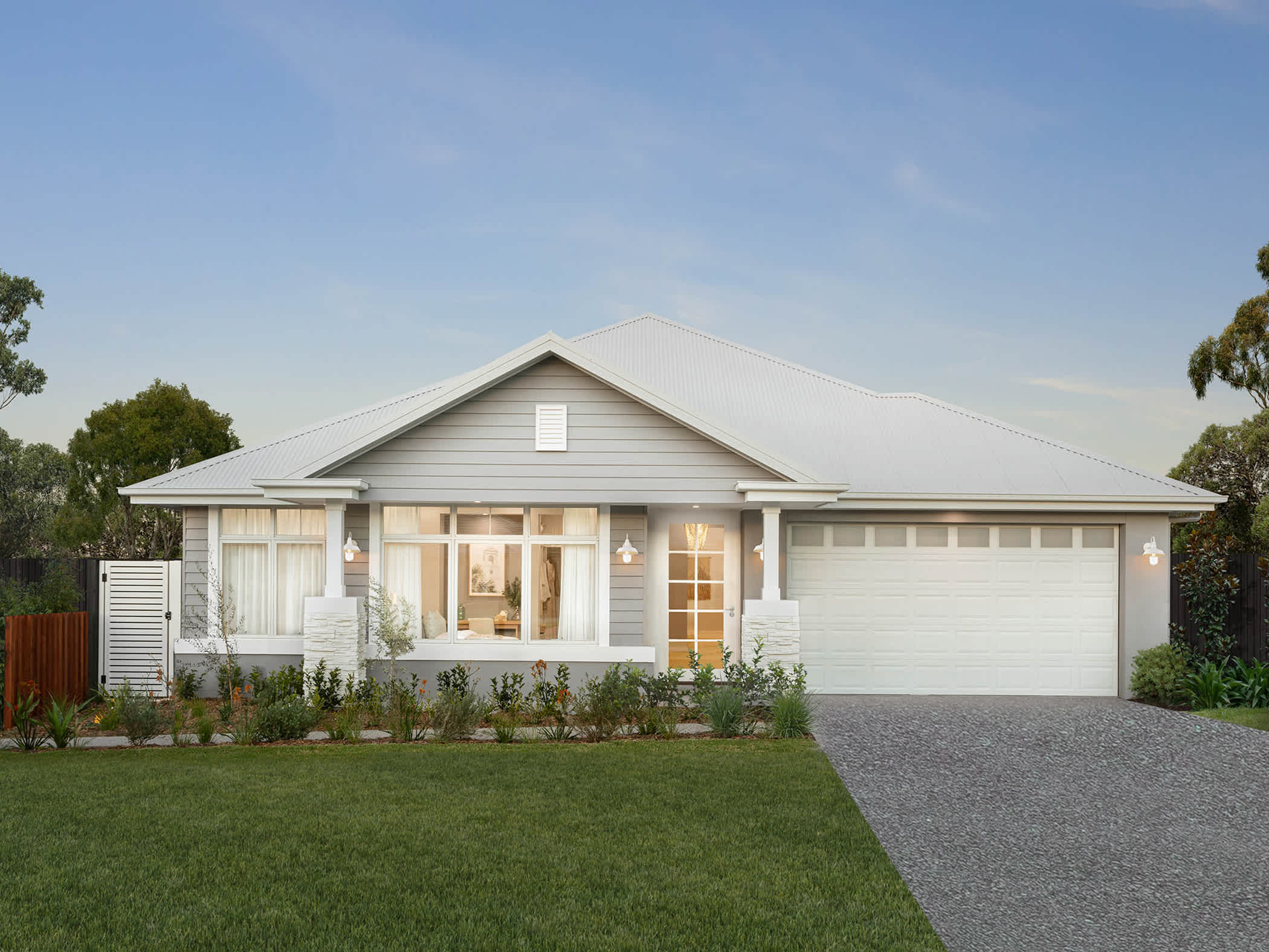 Retreat Grande house design with Hampton facade in Coastal style
