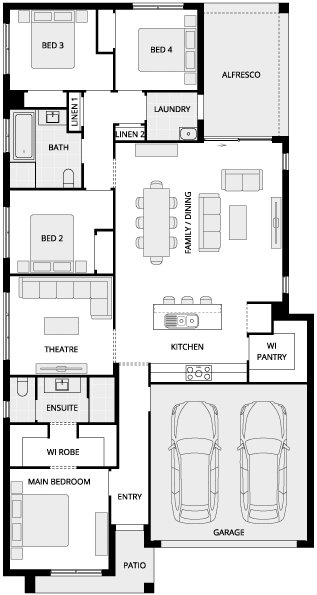 Lucia Three Single Storey House Floor Plan