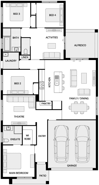 Almeria Two Single Storey House Floor Plan