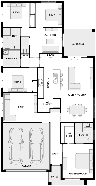 Almeria Three Single Storey House Floor Plan