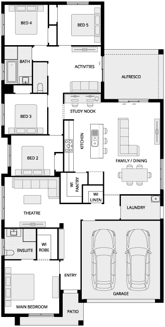 Almeria Four Single Storey House Floor Plan